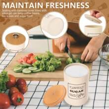 Bamboo Lid Sealed Coffee Sugar Tea Storage Jar Set 3 Piecescreative Sealed Moisture-Proof Kitchen Sealed Jar