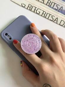 1 pieza Soporte de agarre de teléfono transparente y redondo con brillo, soporte expandible, adecuado para agarre de teléfono celular, soporte para llamadas, soporte de bolsillo, soporte para smartphone