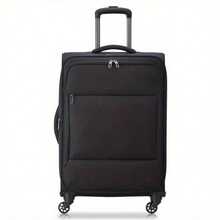 24 - Inch Checked Softside Spinner Luggage, Black, Suitable For Travel