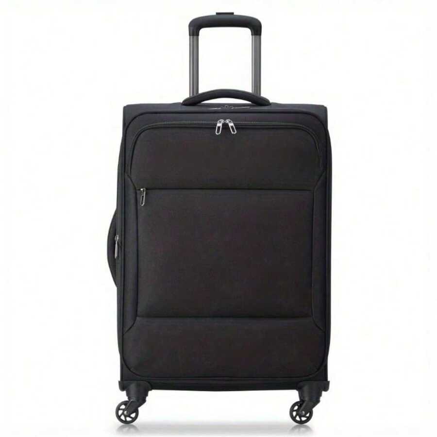 24 - Inch Checked Softside Spinner Luggage, Black, Suitable For Travel
