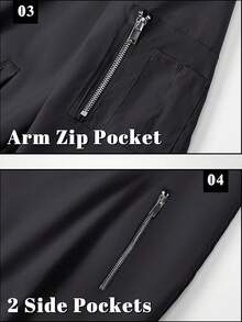 TACVASEN Chaqueta para hombre, ligera, informal, primavera, otoño, fina, con cremallera, bolsillos - Negro - Ver 7