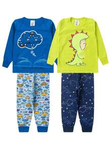 6 Pieces Pajama Set For Boys Winter Assorted Children's Clothing - 彩色 - 查看 9