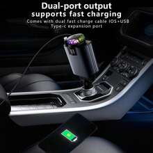 Cargador retráctil de coche con aromaterapia y lightning accesorios auto tecnología carga rápida diseño portátil multifuncional aromatizante moderno fácil usar compatible dispositivos viaje práctico - Negro - Ver 6