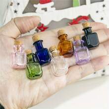Mini Glass Colorful Bottles Rectangular Cute Bottles With Cork Stoppers Small Bottles Gift Small Jars Small Bottles Mixed 7 Colors - 7 Items - View 4