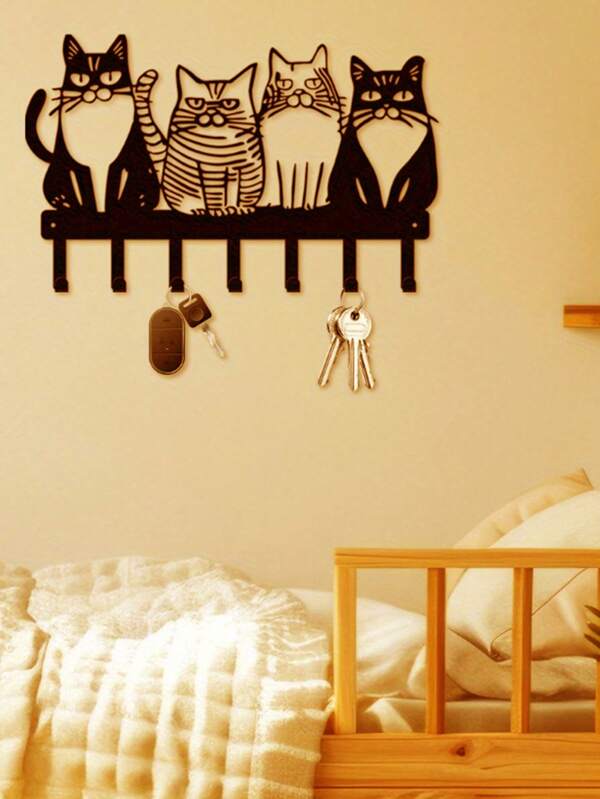 "1PC Adorable Cat-Shaped Metal Wall Hook - Cute Cat Lover Gift For Home & Kitchen - Holds Towels, Coats, Keys, Hats - Durable & Stylish Wall Decor For Bathroom, Bedroom, Entryway - Perfect Christmas, Thanksgiving, Birthday Gift For Women & Cat Owners"