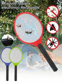 Matamoscas Eléctrico Mosca Multi-Función por Baterías,Asesino de Raquetas de Insectos,Matamoscas Eléctrico con Batería Inalámbrica,Raqueta exterminadora de insectos recargable,para Interiores y Exteriores, Moscas e Insectos Voladores,Matamoscas De Avispas, Moscas De Frutas Y Ratas E Insectos,Para Control De Interiores, Viaje, Campamento Y Exteriores - Rojo - Ver 2