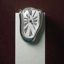 Un reloj retorcido de estilo nórdico vintage, reloj decorativo de la esquina de la mesa, reloj de pared retro con números romanos, decoración de reloj sencillo avanzado, reloj de números romanos para la sala de estar y la oficina, decoración de arte retro suave, decoración para el hogar silenciosa, regalo de modelo plegable del reloj de fusión para cumpleaños, graduación, decoración de la habitación, reloj digital, despertador