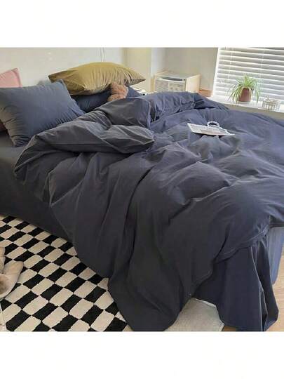 A Set Of Dopamine Color Bedding - Multi-Piece Sets, Multi-Specification Solid Color Bedding - Dormitory, Apartment, Hotel, B&B Simple Quilt Set Two-Piece Set, Three-Piece Bedding Single Product Combination - Soft And Delicate, Skin-Friendly And Comfortable - Four Seasons, One-Piece Packaging Is Easy To Carry - Holiday Gifts - Solid Color Versatile Classic Minimalist - Milk White - Milk Coffee - Blue - Gray - Pink - Green