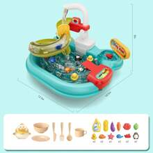 Game Play Sink With Tap Water, Three In One Children's Kitchen Toy, Water Basin, Fishing Set, Track, Pretend To Play Kitchen Cleaning Set Children's Water Toy, Play House Children's Toy, Suitable For Outdoor And Indoor Use, Gift Box Packaging, Birthday Gifts, Children's Gifts,Birthday Gifts,Color Box Packaging (20/22/25PCS For Choose)