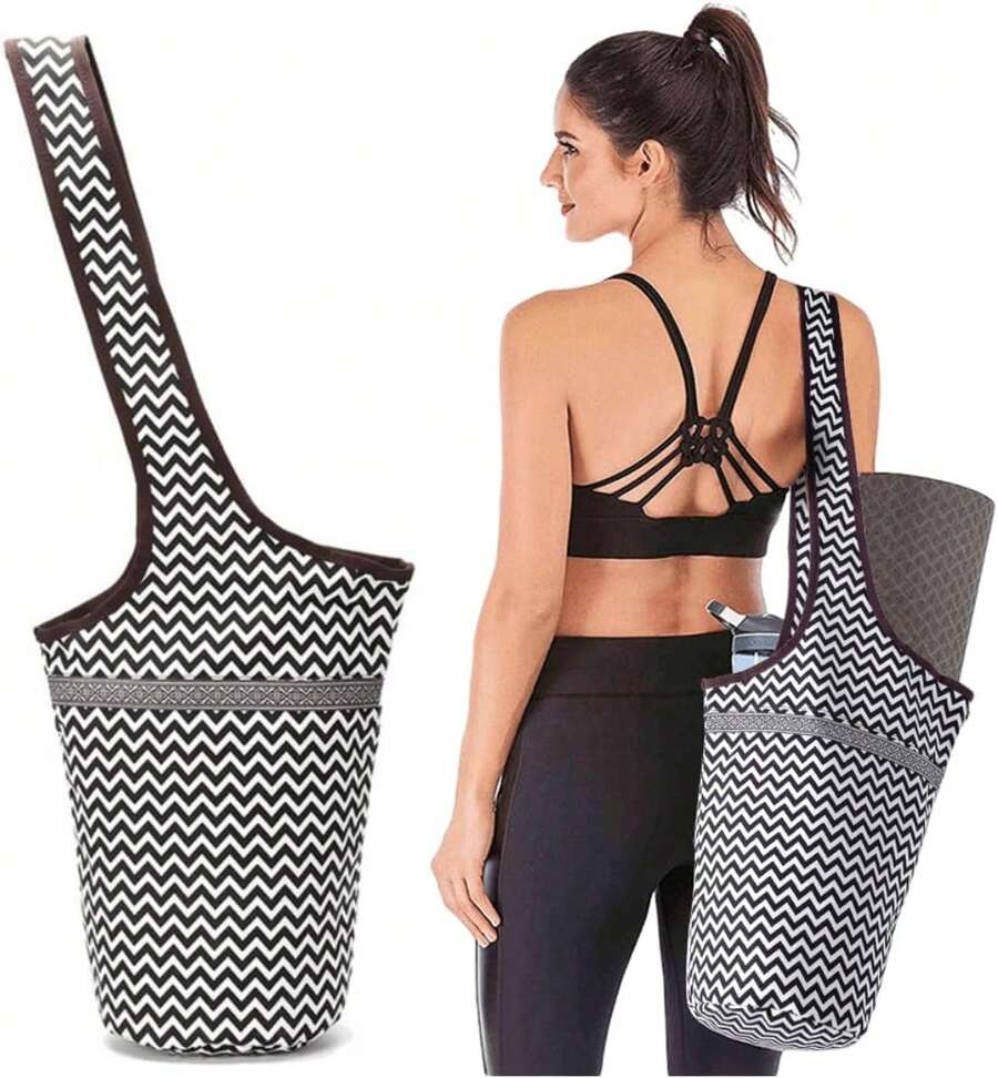Bolsa de yoga de un solo hombro, bolsa de fitness deportiva, bolsa de yoga de lona étnica, bolsa de almacenamiento de yoga, multifuncional, duradera y no se ensucia fácilmente.