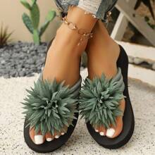 Women's Thong Sandals, Fashion Comfortable Lightweight Beach Flip Flops, Casual Floral House Slippers