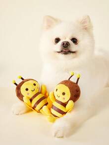 PETSIN 2 件/套可爱黄色迷你蜜蜂设计宠物玩具，适用于狗和猫，适合日常互动游戏，不可咀嚼 - 彩色 - 查看 4