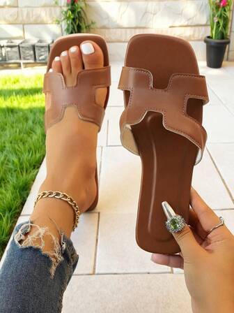 New Summer Sandals, Flat Design, Simple & Elegant, Versatile, Comfortable, Fashionable Korean Style, Suitable For Beach, Travel, Seaside