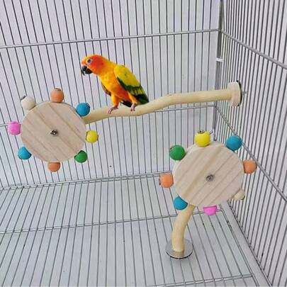 1pc Parrot Spinning Windmill Stand Stick, Bird Cage Stand Bar Puzzle Toy, Intelligent Bird Supplies, Cage Accessory, Parrot Toy (All Accessory Colors Are Random)