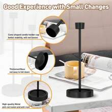 Portavelas, Juego de portavelas de metal para mesa, Portavelas de vela negra para decoración del hogar en el Día de Acción de Gracias y Navidad