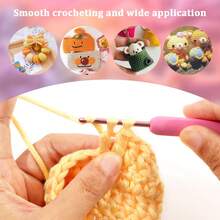 [9 种尺寸钩针套装] 9 种尺寸轻质铝制钩针套装，适用于钩针编织和针织，带储物袋和 23 件配件，初学者钩针套装，钩针用品，粉色