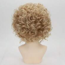 MShort Blonde Curly Wigs For White Women With Bangs Full Bouncy Curly Mixed Blonde Synthetic Short Hair Wigs For Women Natural Looking Heat Hair Replacemnet Wig6001 - MixedBlonde - View 6
