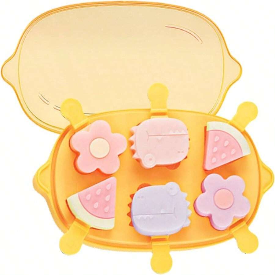 Silicone Popsicle Molds, Dinosaur Animal Small Mini Popsicles Molds, Fun Shaped Homemade I Popsicle Molds Set, (Yellowlemon(6 Pies) )