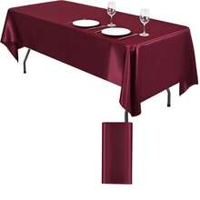 1/2pcs 58"X71" Satin Tablecloth, Emerald Green Lustrous Fabric Tablecloth, Smooth Texture, Suitable For Wedding, Party, Banquet, Event, Christmas, Thanksgiving, Halloween, Buffet Decoration - متعدد الألوان - مشاهدة 14