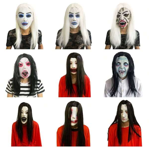 1pc Horror Escape Room Scary Zombie Clown Latex Mask, Creepy Bald Head Mask, Haunted House Prop, Costume For Bar, Cosplay Accessories For Men And Women Halloween