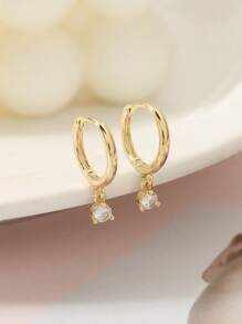 1 Pair Cubic Zirconia Dangle Earrings, Luxurious Daily Decor & Party Wear, Gift For Holidays