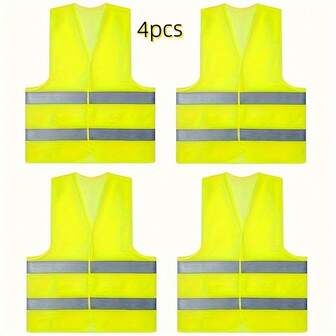 4 High Visibility Reflective Safety Vests, Suitable For Both Men And Women - Durable Blended Cotton, Can Improve Visibility On Construction Sites And Outdoor Activities, Used To Warn Others