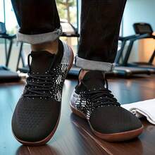 新款男士宽头极简赤足鞋，休闲平底橡胶底登山鞋，居家健身房宽版运动鞋，攀岩蟹钓鞋 - 黑色 - 查看 5