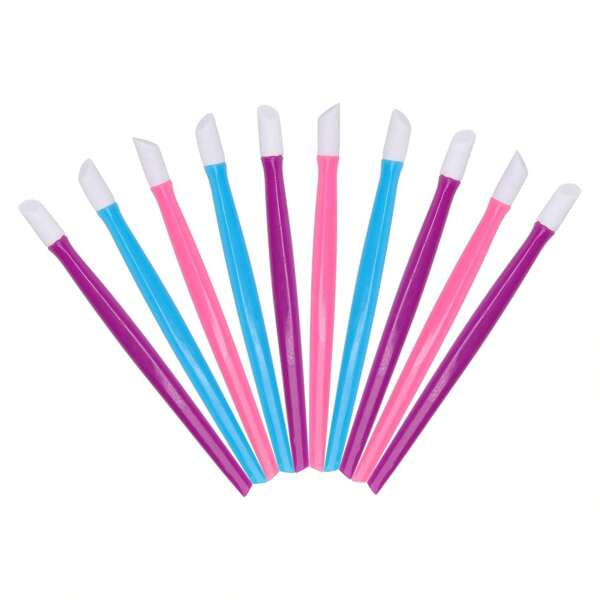 10pcs Rubber Nail Cuticle Pusher Tipped Plastic Handle Nail Art Tool Nail Acrylic Cuticle Pusher Cleaner(Random Color)