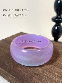 1pc Purple Pearlescent Asymmetrical Resin Bracelet, Lightweight & Durable Design Suitable For Daily Wear And Beach Parties, Versatile Accessory For All Seasons