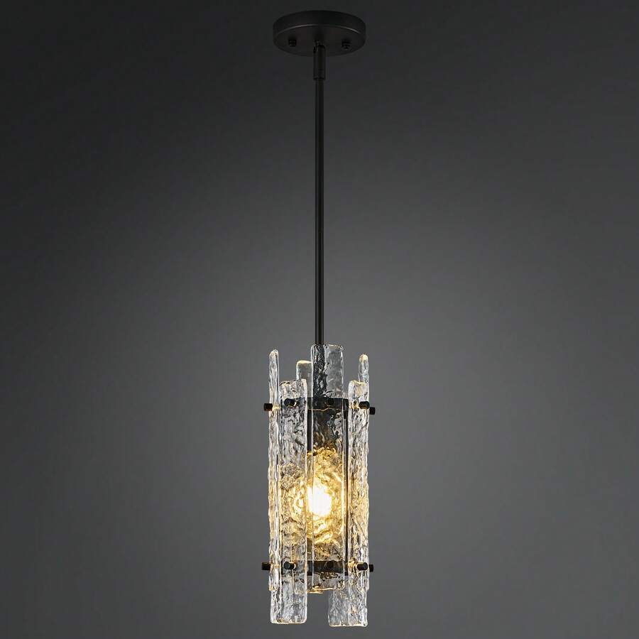 Modern Crystal Pendant Lighting Pendant Lights Rectangle Glass Chandeliers, Adjustable Pendant Light Fixture For Kitchen Island Bedroom Living Room Dining Room Corridor - trắng - Xem 1