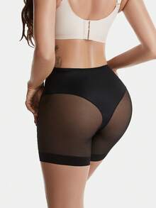 Women's Mid-Waist Butt Lifting Tummy Control Shorts, Comfortable Lightweight Mesh Patchwork Shapewear