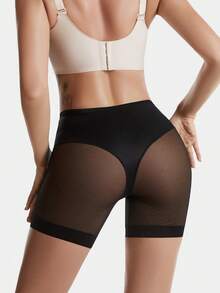 Women's Mid-Waist Butt Lifting Tummy Control Shorts, Comfortable Lightweight Mesh Patchwork Shapewear