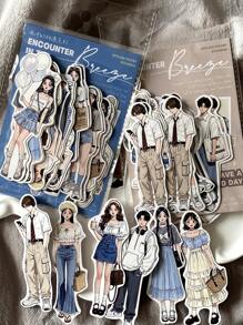2 Packungen mit je 40 Stücke Vintage Charakter-Themen Hartkarton Aufkleber, kreative ästhetische Dekorationsaufkleber, DIY Bastelmaterial, Geschenk für Feiertage, personalisierte Scrapbooking Schul-Schreibwaren, für Schulbedarf, Rückkehr zur Schule