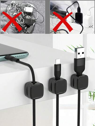 6pcs Cable Management Organizer Set, Magnetic Desktop Cable Clips, Hidden Charging Cable Holder, Suitable For Bedside, Kitchen Appliances, Office Supplies