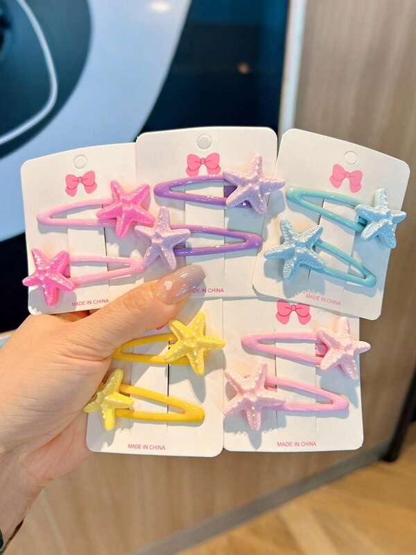 2 presilhas de cabelo em formato de estrela do mar, presilhas minimalistas, acessórios de cabelo com franja de praia, decorações para penteados de férias, presilhas de garra, presilhas para cabelo, prendedores de cabelo, presilhas para cabelo