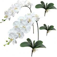 5PCS Artificial Phalaenopsis Orchid Flowers, Vivid Large Heads Real Touch Orchid Flower Stems, Classic Style Artificial Orchid Swags, Decorative Silk Phalaenopsis Flowers, Artificial Flowers Branches For Home Decor, Living Room Home Decoration, Hotel Wedding Floral Arrangement, Mother's Day, Spring/Summer, White Wedding Bouquet Decor, Easter Decoration Gift Gifts Birthday Graduation