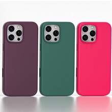 Skin-Friendly Liquid Silicone Phone Case - Ultra Thin, Anti-Slip & Plush Lined For Shockproof - 13 Colors Fits Phone 11/12/13/14/15/16/17All Models - 梅子色 - 查看 11