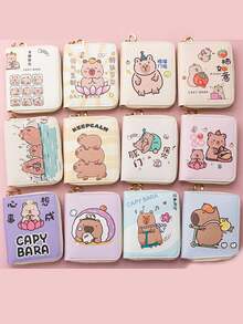 1 Ví da PU Capybara - Ví ngắn hoạt hình dễ thương dành cho thanh thiếu niên và học sinh, đựng thẻ tối giản thời trang, đựng tiền xu - Nhiều màu - Xem 2