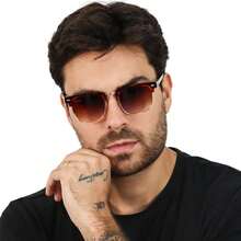 Óculos de Sol Masculino Unissex Meia-Armação Clássico Proteção UV400 Estilo Vintage Urbano Elegante Fashion