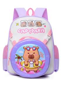 1 pieza Nueva mochila de alta gama para niña con diseño lindo de capibara de nailon, nuevo bolso de moda, combinación de colores frescos y estimulantes, estilo juvenil de niña, correas ajustables, casual y de moda, muy adecuado para salir y también como regalo para amigos