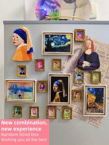 1 Refrigerator Art Magnet, Refrigerator Magnet, 3D World-Renowned Painting Magnet, Oil Painting Photo Frame, Retro Personalized, Suitable For Kitchen, Office, Whiteboard, Storage Cabinet, Refrigerator And Dishwasher, Home Decoration, Refrigerator Decoration, Information Magnet, Suitable For Christmas Decoration, Easter, Christmas, Mother's Day, Is A Good Gift - Multicolor - View 2