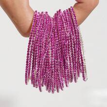 10 件闪亮水钻弹性手链，单排彩色钻石手镯，独特创意女士珠宝