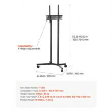 Rolling TV Stand, Mobile TV Cart For 32-65 Inch Screens, Height Adjustable, Portable Monitor Stand With Wheels Holds Up To 88 Lbs For Living Room, Bedroom, Office, Outdoor, Max VESA 400x400mm - For 32-65 Inch Screens - View 7