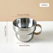 1 个 240ML304 不锈钢马克杯，双层耐热咖啡杯，可重复使用的饮水杯，玻璃杯，牛奶、茶、饮料容器，适合学生和成人在学校、办公室、旅行、野餐、露营时使用 - 彩色 - 查看 9