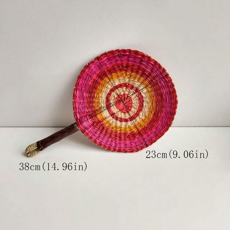 1 szt. 14,96 cala długości x 9,06 cala szerokości tkany wentylator słomkowy, kolorowy tkany wentylator ścienny do letniego chłodzenia - Wielokolorowe - Zobacz 10