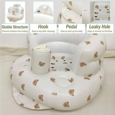Ghế bơm hơi gấp gọn cho bé - Ghế tắm & chơi, Thảm di động, Ghế ngồi trên sàn PVC để tập ngồi