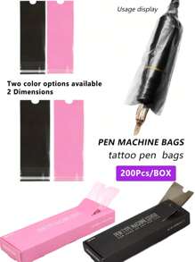 200pcs Tattoo Pen Covers, Tattoo Machine Pen Sleeves, Disposable Dustproof Protection Bags For Tattoo Pen Sleeves Tattoo Supplies