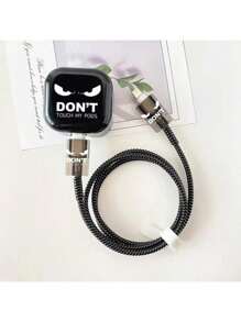 5pcs/Set "Don't Touch Me" Fierce/Grinning Face/Green Glasses Expression Protective Cases Compatible With Apple Data Cables, Compatible With 20W UK Plug Charger To Prevent Breakage