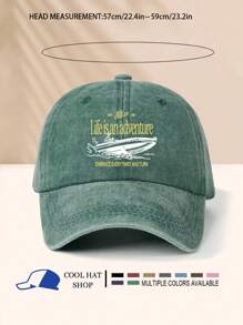 Vintage Washed "Ship Yellow Letter" Adjustable Baseball Cap - Lightweight Polyester, Ideal For Outdoor Activities & Gifts, Outdoor Sports Cap | Vintage Style Cap | Lightweight Headgear