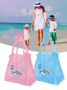 1 túi lưới đựng vỏ sò trên bãi biển, có khóa kéo và dây đeo có thể điều chỉnh, túi đi biển dễ thương thích hợp để đựng vỏ sò, đồ chơi bãi biển và phụ kiện bơi lội, du lịch, cắm trại, đồ dùng đi biển, quà tặng cho bé trai và bé gái (chỉ có túi, không có đồ chơi) - Nhiều màu - Xem 2